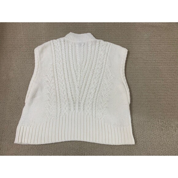 Talbots Sweater Vest White Old Money Chunky Cable Knit Capsule Preppy XL - Picture 4 of 13